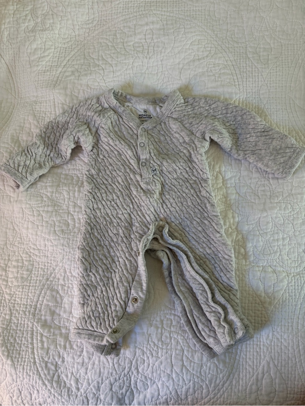 The Honest Company - gray quilted preemie onesie